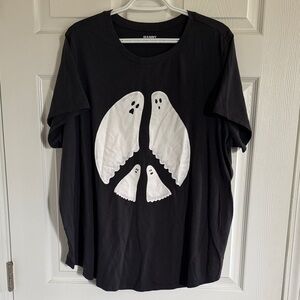 Old Navy Charcoal Grey Tee with White Ghosts (Peace Sign)